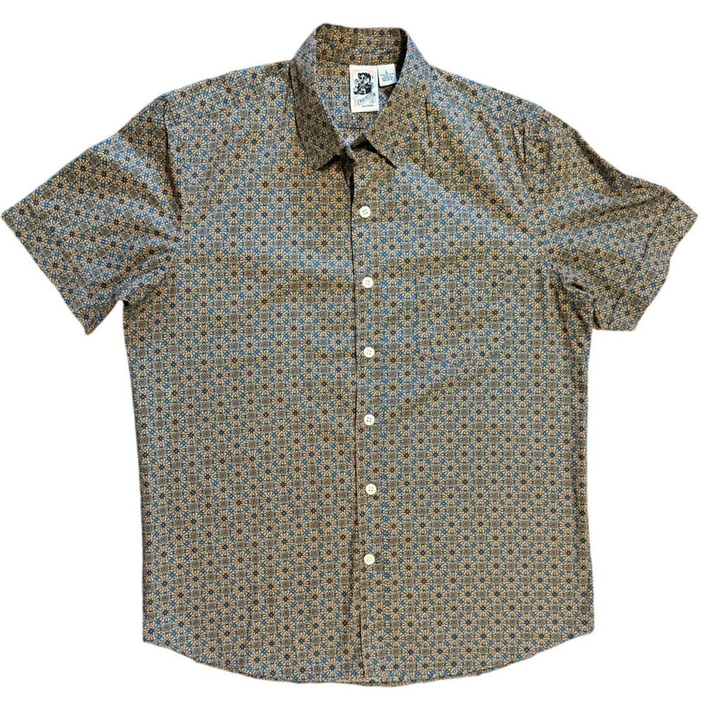 Vintage 90s Kennington California Geometric Medallion Tile Shirt Mens L Cotton
